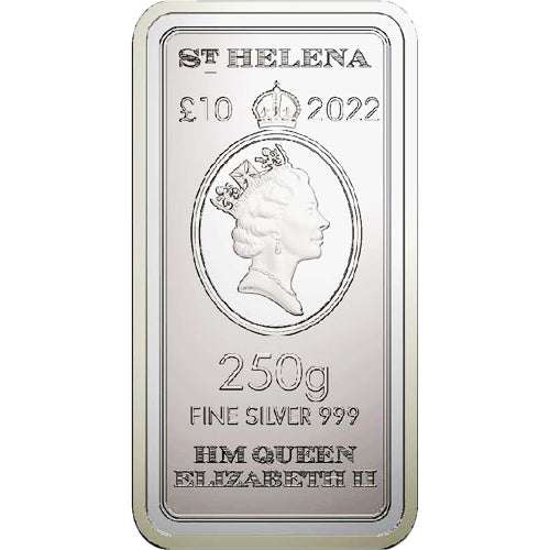 2022 250 Gram St. Helena Rectangular Silver East India Company Coin (BU)