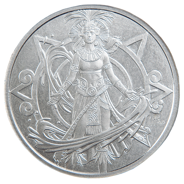 1 oz Aztec Water Deity 999+ Pure Silver Round